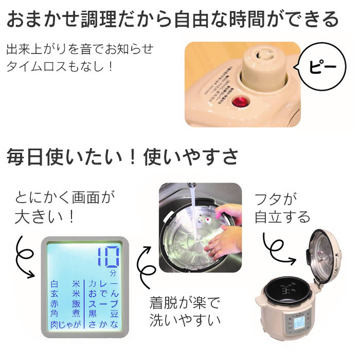 ワンダーシェフ マイコン電気圧力鍋3.0L 楽ポン ヌージュ OEDG30 nooge