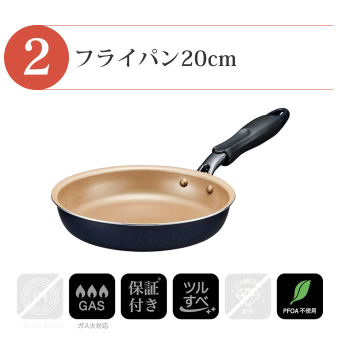 evercook フライパン ガス火専用 4点セット ネイビー evercook エバークック フライパン 一体型 ガス火専用 4点セット