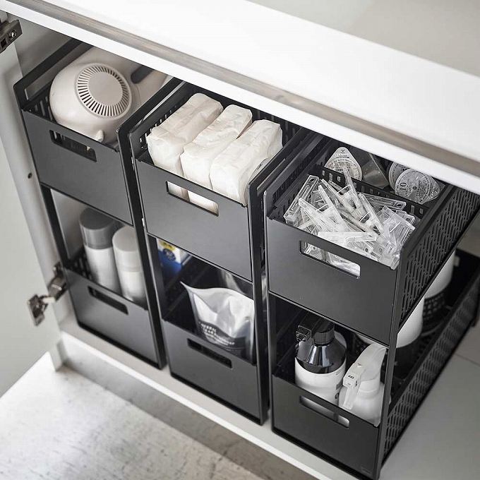 tower タワー シンク下収納バスケット 2段 5218 5219 山崎実業