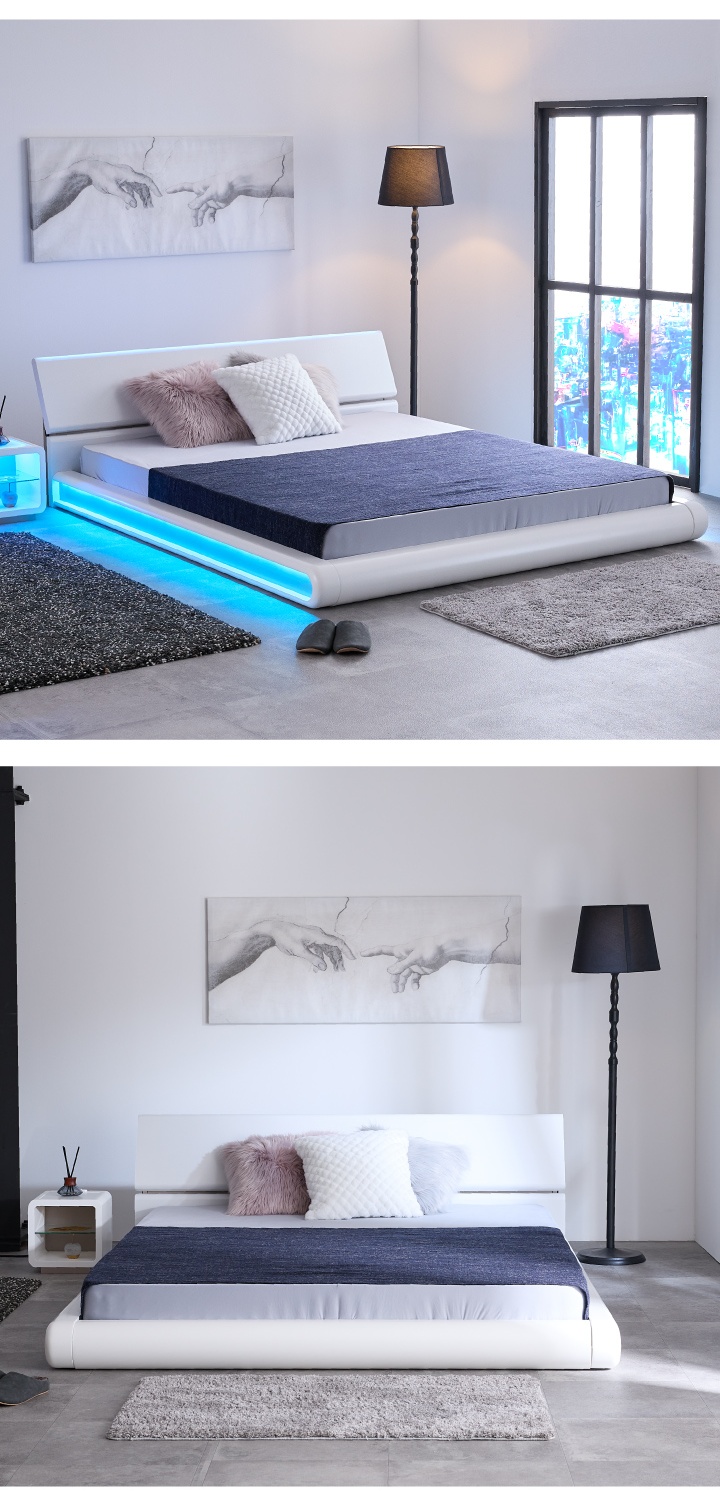 ダブルベッドフレーム LEDライト付き ダブルベッドフレーム［LEDライト、コンセント付き］