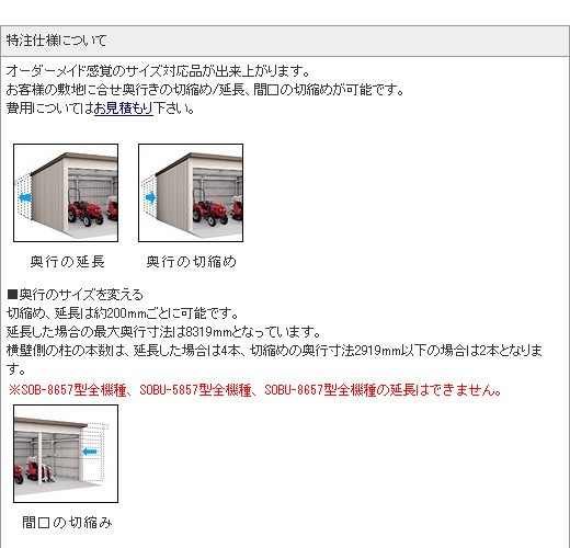 ヨド倉庫 間口5m85cm ベタ基礎仕様 一般地 SOB-5857FHD[自動車格納庫 