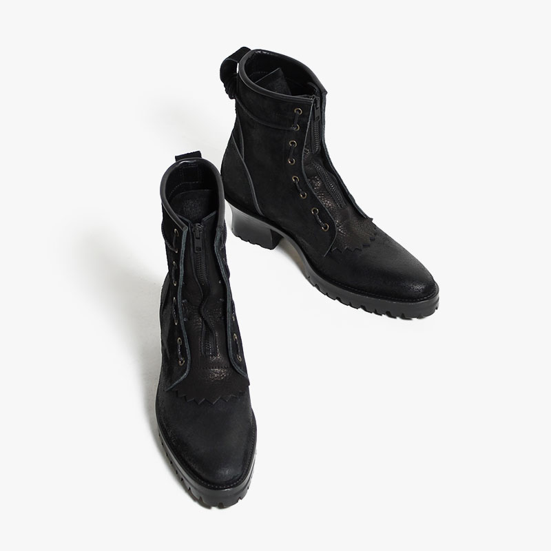 ブラックミーンズ blackmeans MarieOhiraコラボ ジップアップブーツ 26cm/28cm 靴 ワークブーツ ヒールブーツ メンズ  本革 8 HOLE BOOTS -BLACK-