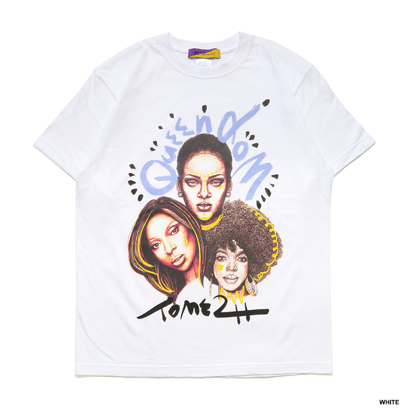 トミトエイチ Tome2H Tシャツ レディース S-L ブラック/ホワイト トップス TEE 半袖 プリント PUSHIM ハイエスト QUEENDOM T-SHIRT MURAL トミトエイチ Tome2H Tシャツ レディース S-L ブラック