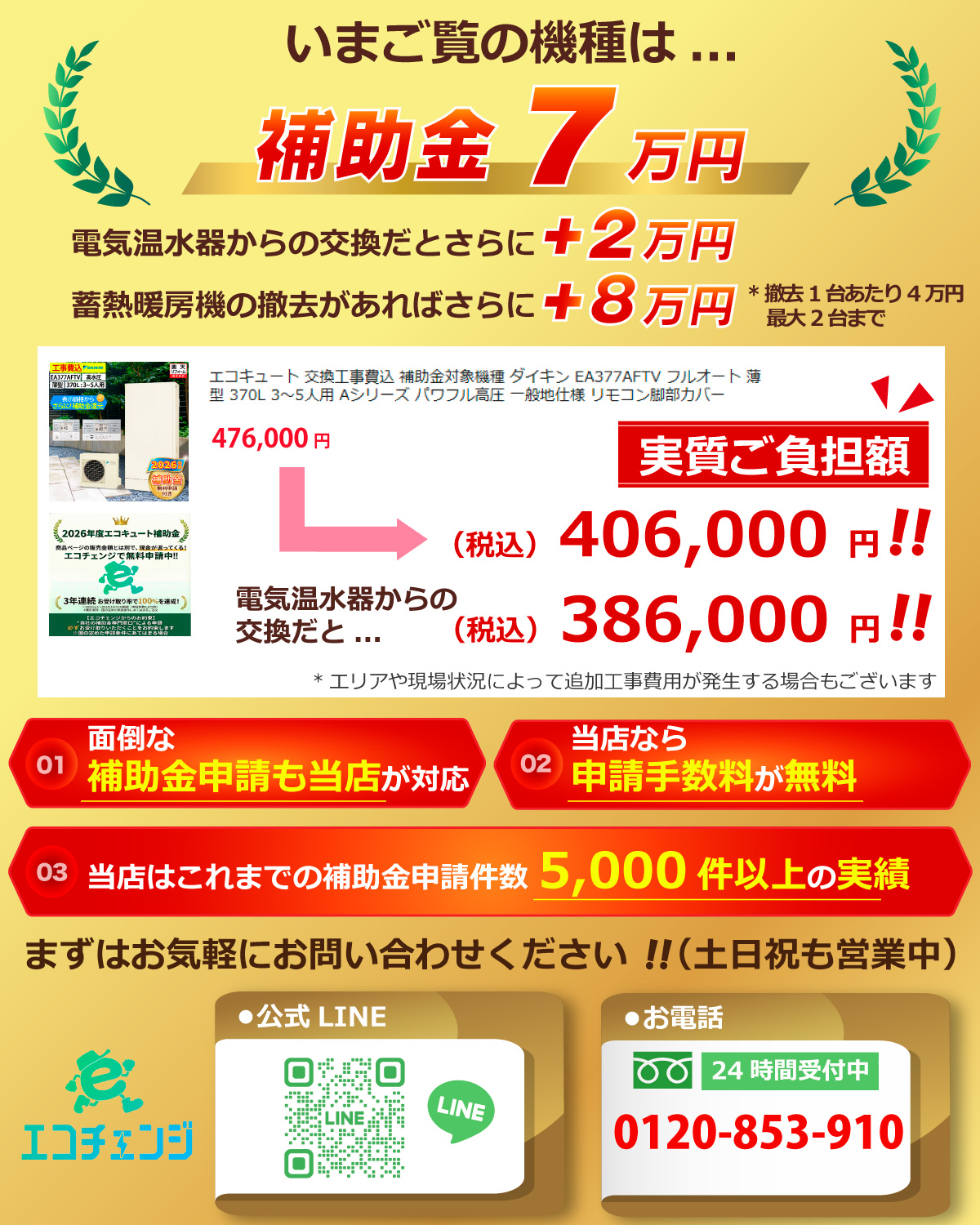 ダイキン（DAIKIN） エコキュート 交換工事費込 補助金対象機種 