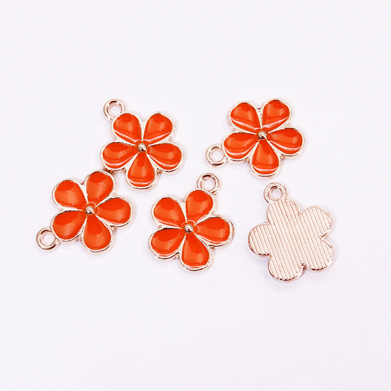 即納 4ケ】フラワー 五弁花 イニシャル チャーム パーツ 金具