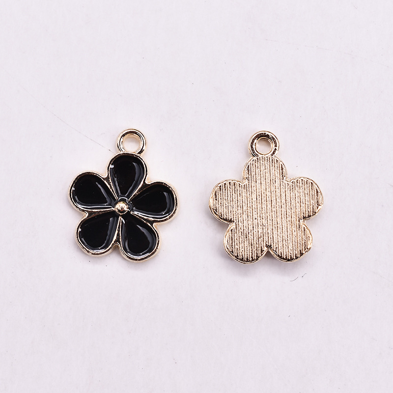 即納 4ケ】フラワー 五弁花 イニシャル チャーム パーツ 金具