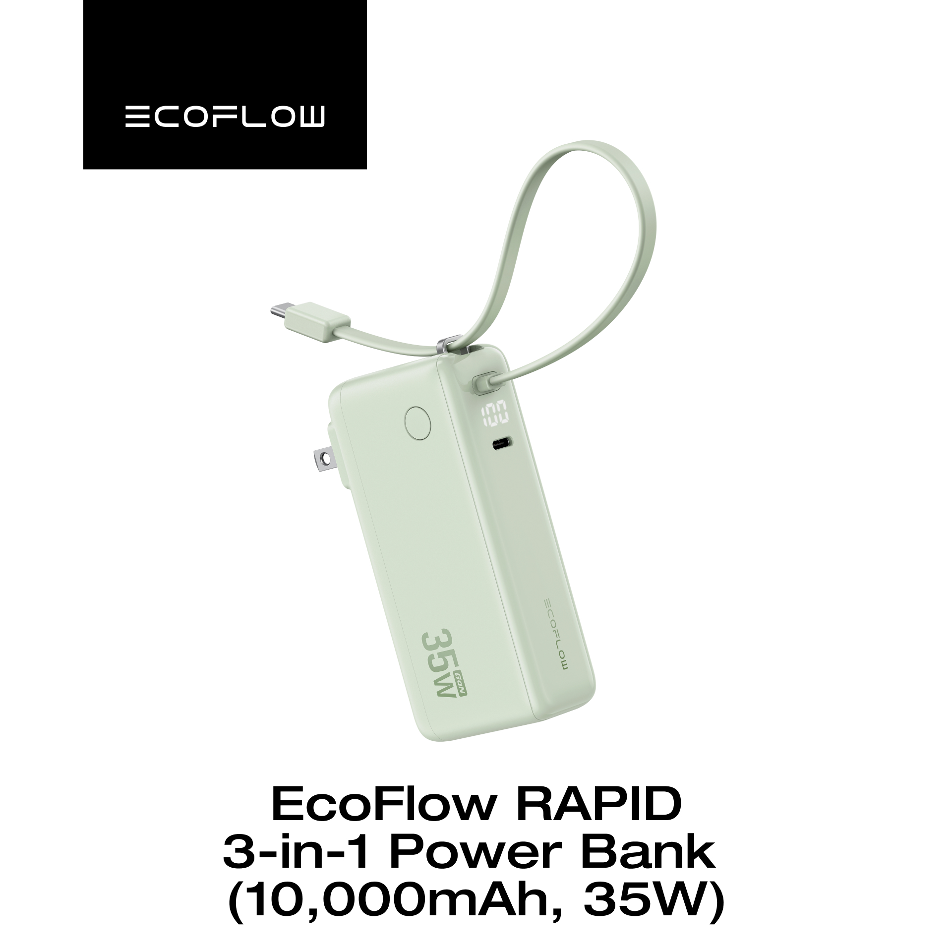 【新品未開封】EcoFlow RAPID 3-in-1 Power Bank EcoFlow RAPID Pro 3-in-1 Power Bank (10,000mAh, 67W)
