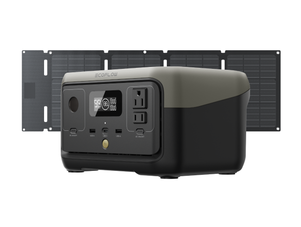 防災 EcoFlow ポータブル電源 ソーラーパネル セットRIVER 2 + 45W 太陽光発電 太陽光パネル 家庭用 蓄電池 ソーラー 急速充電 車中泊 節電 停電 エコフロー