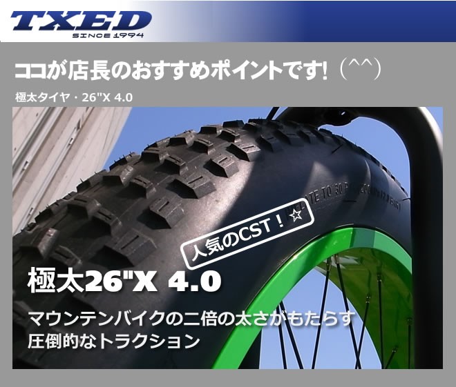 【送料無料】ファットバイク ビーチクルーザー 自転車 26インチ FATBIKE シマノ7段変速