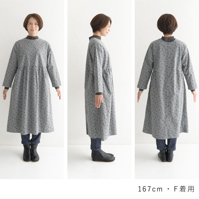 Blue willow コットン起毛 2way ワンピース チュニック 長袖 ドット刺繍 綿100％秋 冬 秋服 30代 40代 50代 23AW1110,｜ecoloco｜17