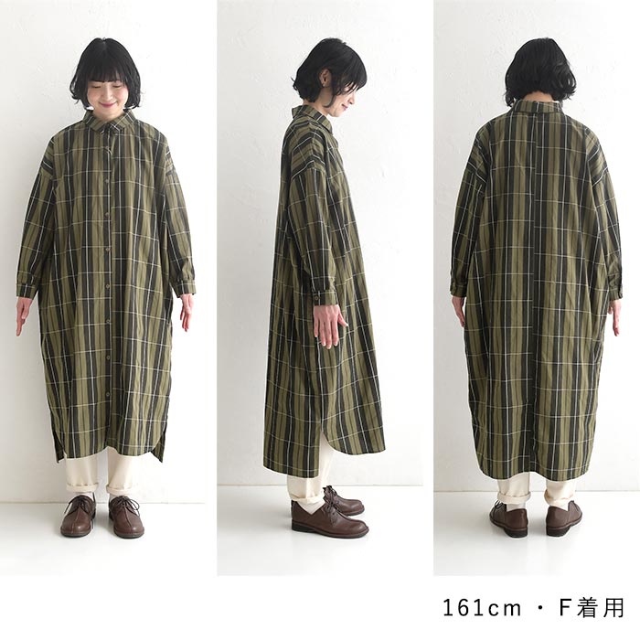 Colork（カラック） ミニ襟ワンピース レディース 綿100％ ロング