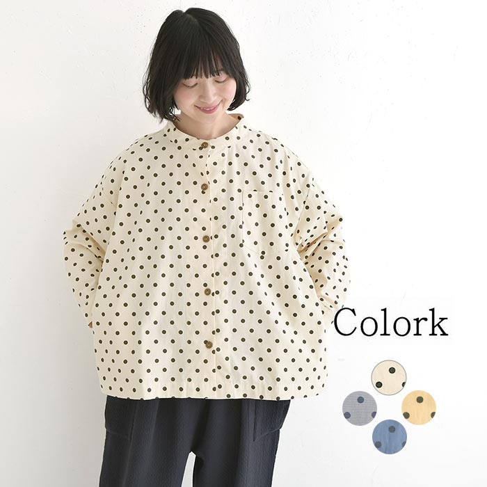 Colork（カラック） ブラウス ドット柄 綿100％ シャツ レディース