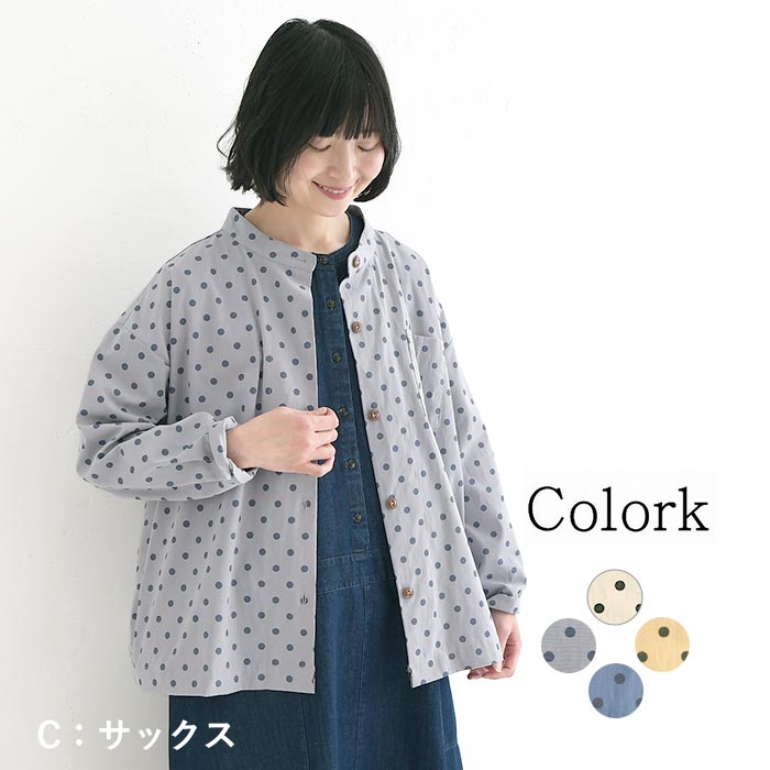 Colork（カラック） ブラウス ドット柄 綿100％ シャツ レディース