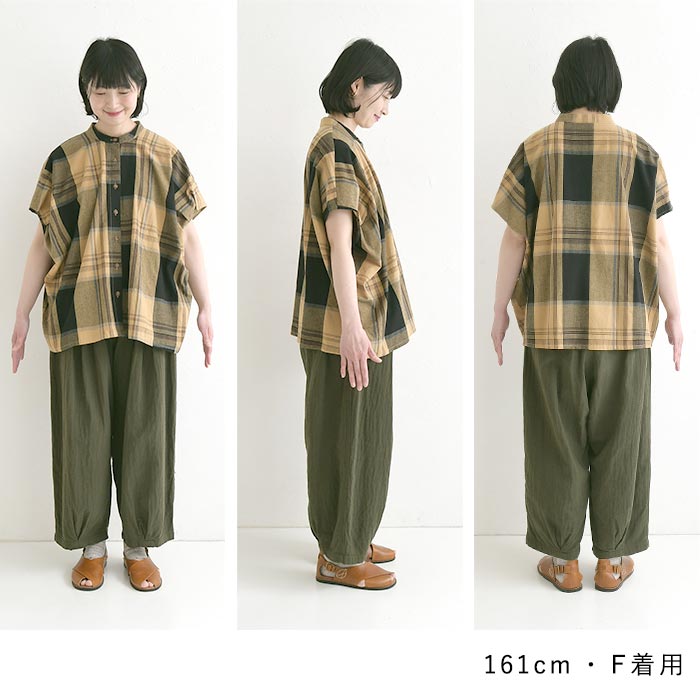 Colork（カラック） ブラウス チェック柄 モモンガスリーブ 綿100