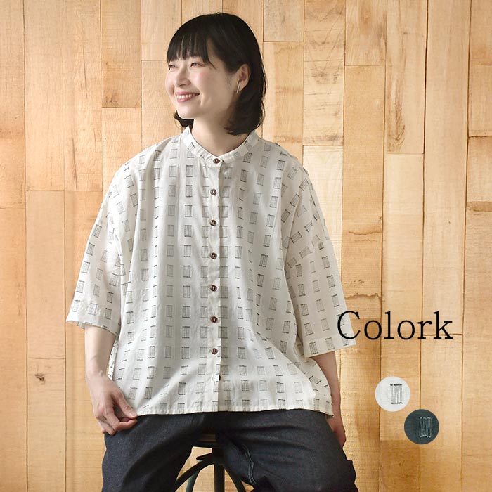 Colork（カラック） ブラウス ステッチ 刺繍 綿100% 春 夏 30代 40代