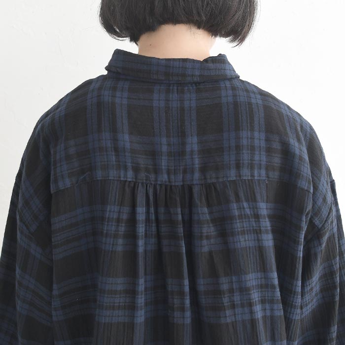 袖フリルブラウス 長袖 レディース COLORK シャーリング チェック柄 綿 25AW0904, |  | 15