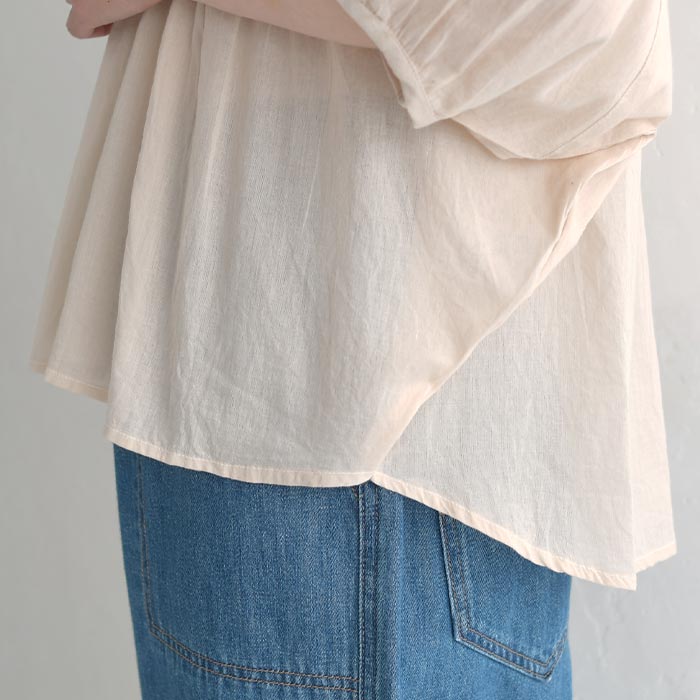 Lupilien コットン モチーフ刺繍 ギャザーブラウス シャツ 綿