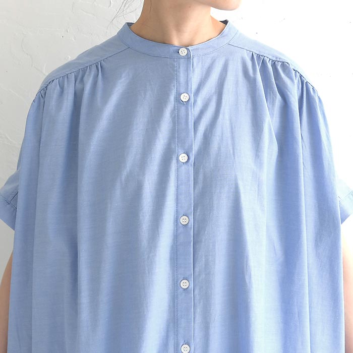 半袖 ワンピース ロング レディース Lupilien 綿100％ コットンシャンブレー 24SS0719, c14, | Lupilien | 12