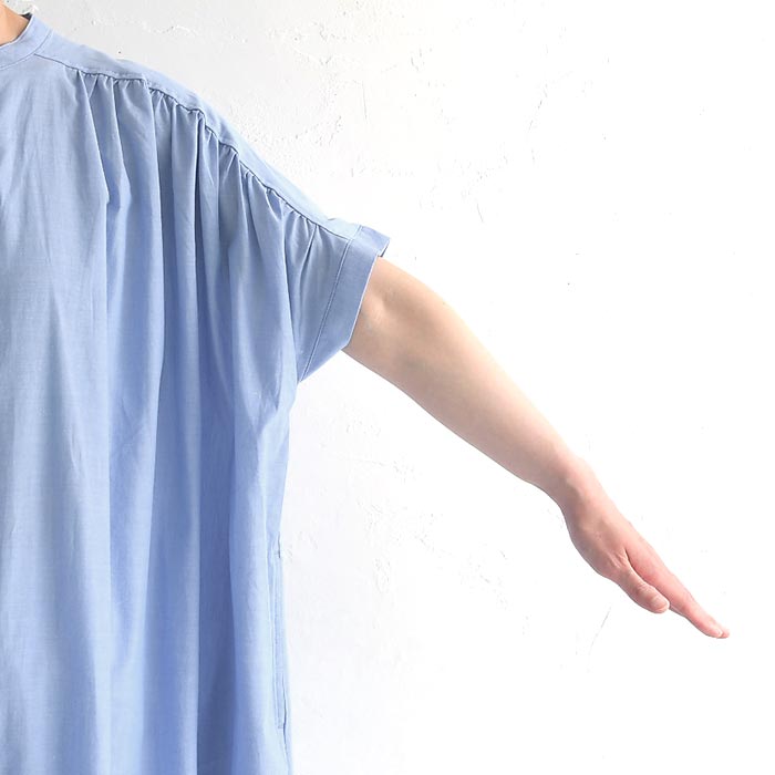 半袖 ワンピース ロング レディース Lupilien 綿100％ コットンシャンブレー 24SS0719, c14, | Lupilien | 15
