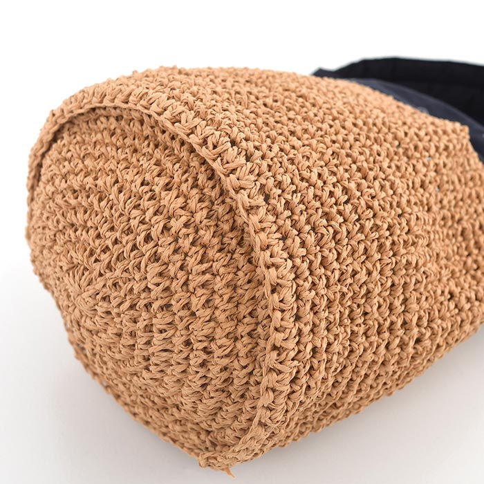 Ena Kuam リネン ペーパー素材 コマ編み かごバッグ マチあり 24SS0531