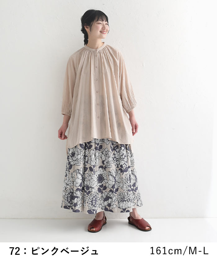 メール便可 M〜3L チュニックブラウス シャツ コットンボイル