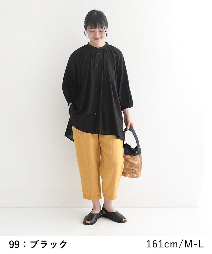 メール便可 M〜3L チュニックブラウス シャツ コットンボイル