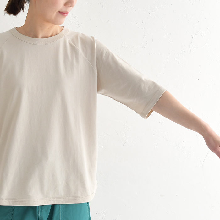 メール便可 Tシャツ 五分袖 レディース プルオーバー カットソー 接触冷感 クルーネック エンザイム天竺 半袖 綿100％ 大きいサイズ 25SS0501, |  | 18