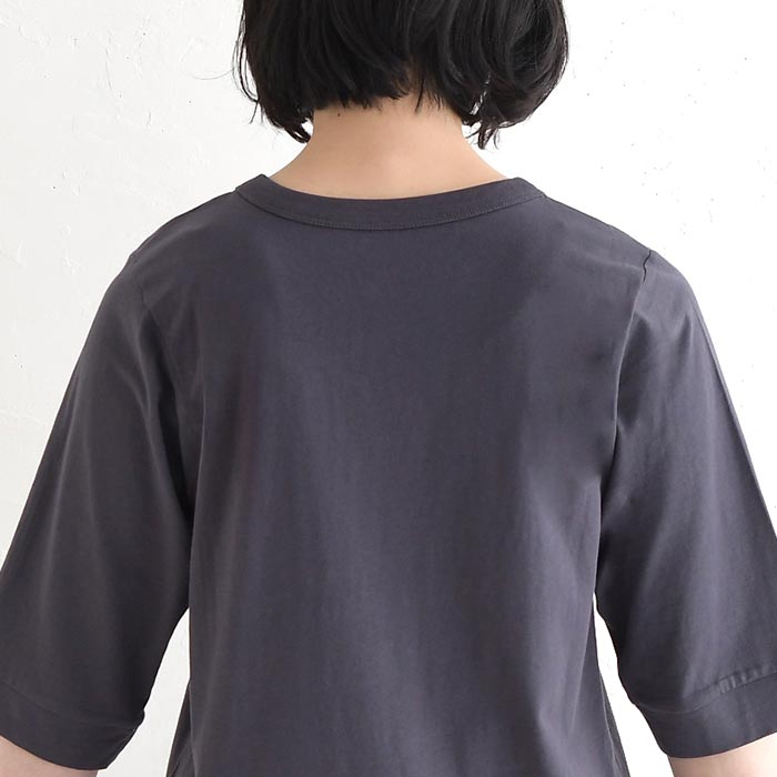 メール便可 Tシャツ クルーネック 六分袖 レディース プルオーバー カットソー 接触冷感 エンザイム天竺 綿100％ UVカット 春夏 26SS0424, |  | 18