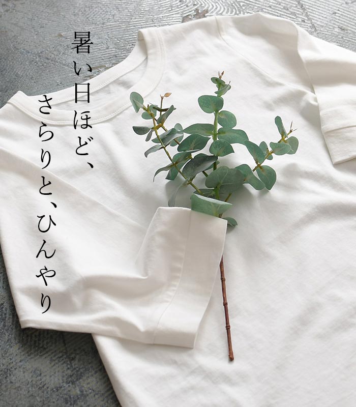 メール便可 Tシャツ クルーネック 六分袖 レディース プルオーバー カットソー 接触冷感 エンザイム天竺 綿100％ UVカット 春夏 26SS0424, |  | 06