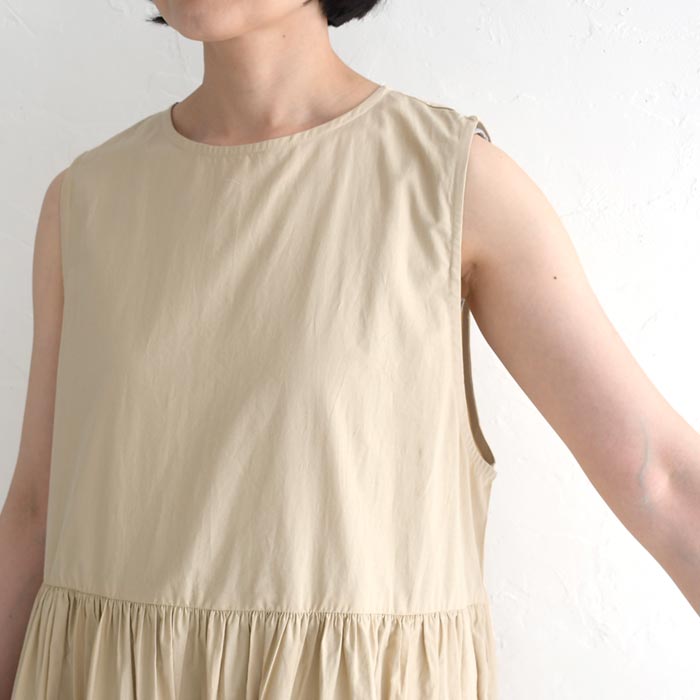 50％OFF セール！ 返品交換不可 ノースリーブワンピース 綿100％ ポプリン ロング ギャザー ゆったり Aライン レディース 25AW0822, q0109, q5, |  | 18