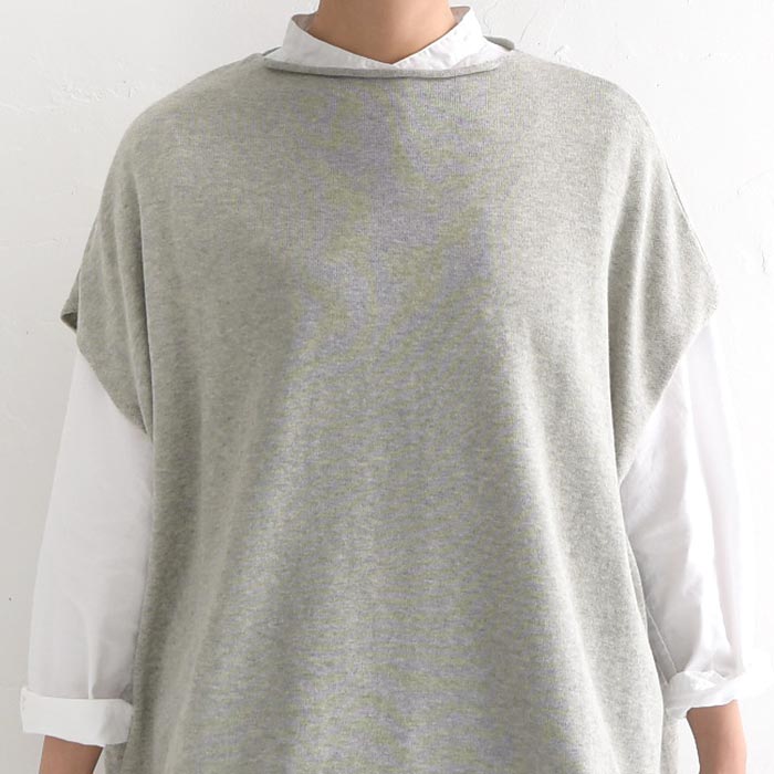 ワイドベスト レディース 綿100％ Bliss bunch オーガニックコットン 天竺編み フレンチ袖 24SS0216, | Bliss bunch | 16