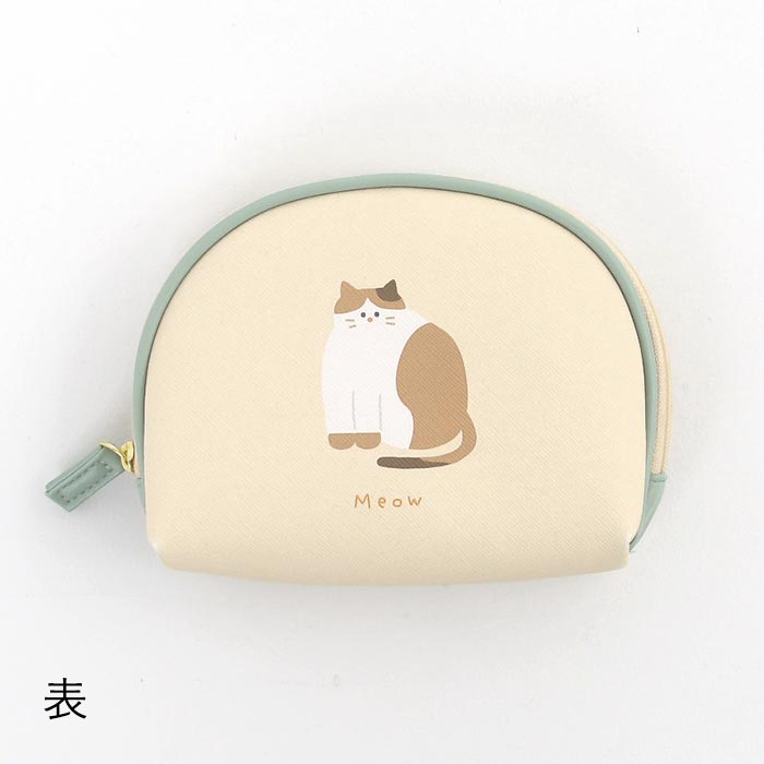 ゆるネコイラスト シェル型ポーチ 雑貨 かわいい マカロンカラー 化粧