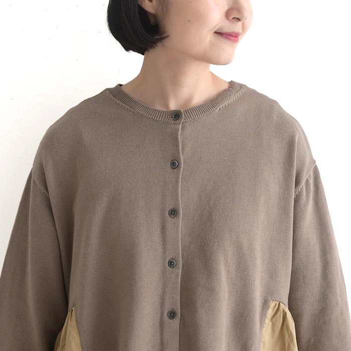 【50％OFF セール！】 返品交換不可 カーディガン 長袖 レディース Bliss bunch 異素材ミックス ふんわり ギャザー 綿100％ 25AW0904, q1219, q5, | Bliss bunch | 13