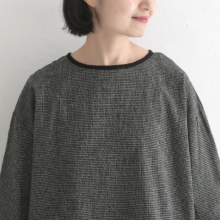 プルオーバー 長袖 レディース ブラウス シャツ Bliss bunch 綿麻 配色バインダー 25AW0912, | Bliss bunch | 12