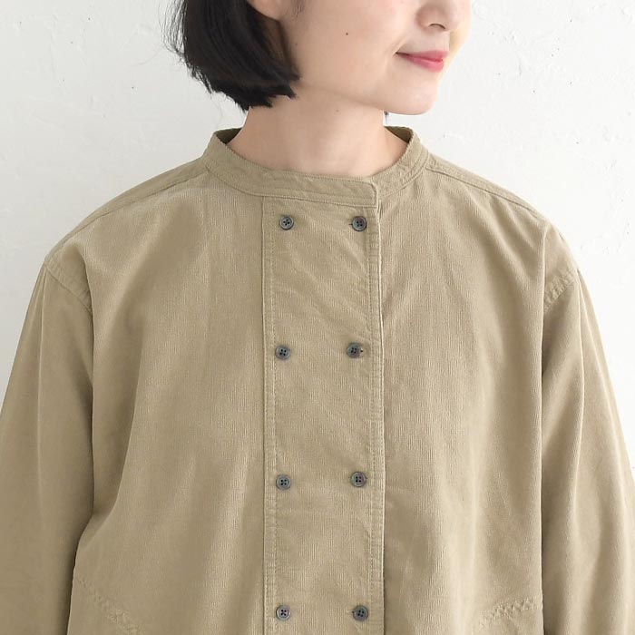 シャツ ブラウス 長袖 レディース Bliss bunch コールコットン ダブルボタンシャツ 綿100％ 25AW1114, | Bliss bunch | 14