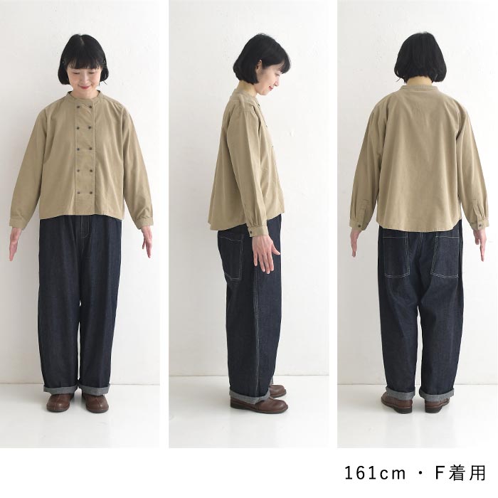 シャツ ブラウス 長袖 レディース Bliss bunch コールコットン ダブルボタンシャツ 綿100％ 25AW1114, | Bliss bunch | 21