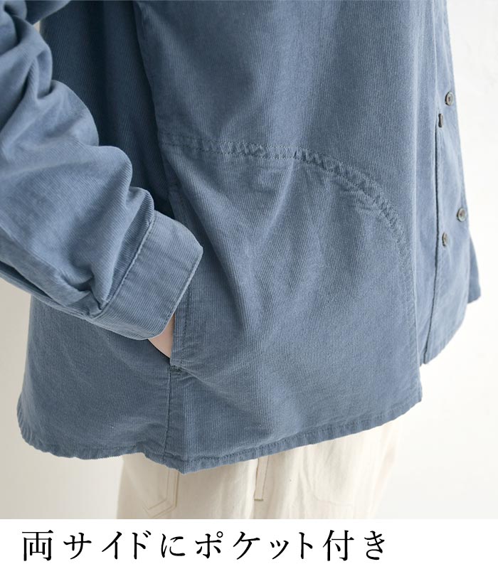 シャツ ブラウス 長袖 レディース Bliss bunch コールコットン ダブルボタンシャツ 綿100％ 25AW1114, | Bliss bunch | 08