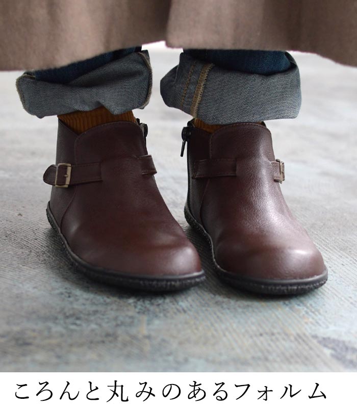 サイドジップブーツ 歩きやすい レディース ベルト ミドル丈 23〜25cm ぺたんこ 大きいサイズ 24AW1024R, |  | 06