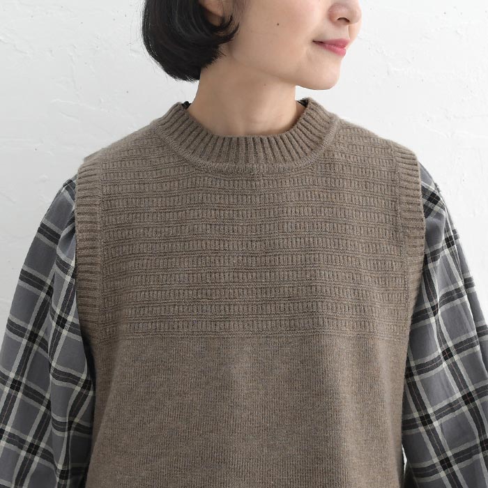 ニットベスト レディース ふわもち 重ね着 洗える あったか 25AW0912
