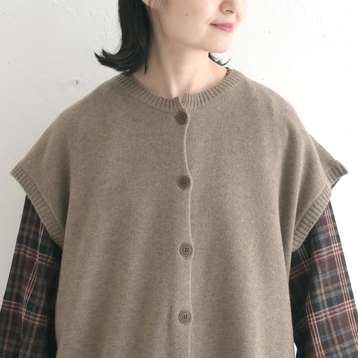 前開きニットベスト ウォッシャブル ふわもち  秋冬 26AW1014, |  | 13