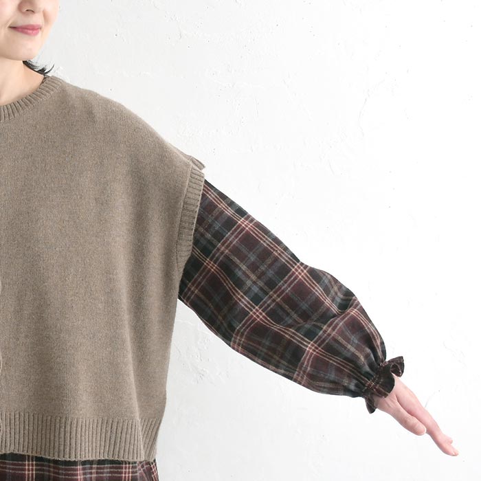 前開きニットベスト ウォッシャブル ふわもち  秋冬 26AW1014, |  | 16
