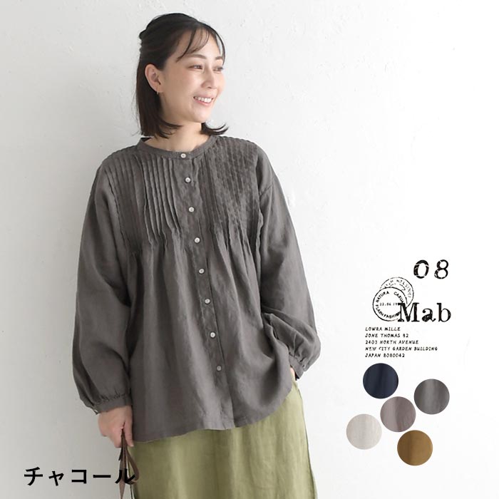 08Mab（ゼロハチマブ） ブラウス 長袖 レディース シャツ ピンタック