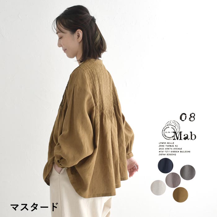 08Mab（ゼロハチマブ） ブラウス 長袖 レディース シャツ ピンタック