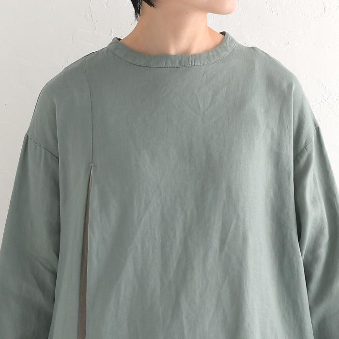 50％OFF セール！ 返品交換不可 ワンピース ロング 長袖 レディース 14番手リネン バイカラー 08mab 08マブ 麻100％ 24AW1108, q1219, q5, | 08Mab | 12