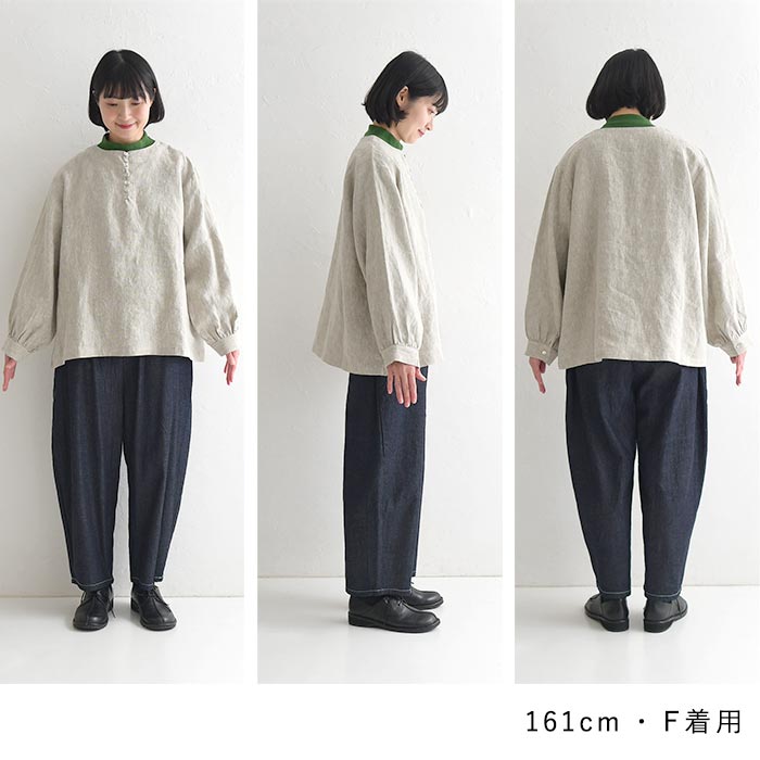 08Mab（ゼロハチマブ） ブラウス シャツ レディース ふんわり袖 リネン