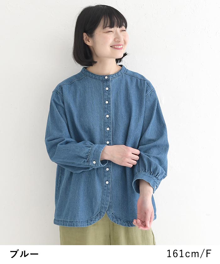 08Mab（ゼロハチマブ） シャツ ブラウス 長袖 リネンコットン デニム