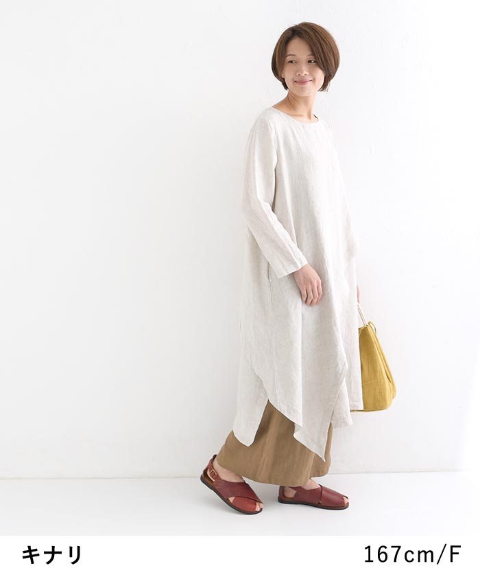 08Mab ワンピース Aライン レディース 14番手リネン