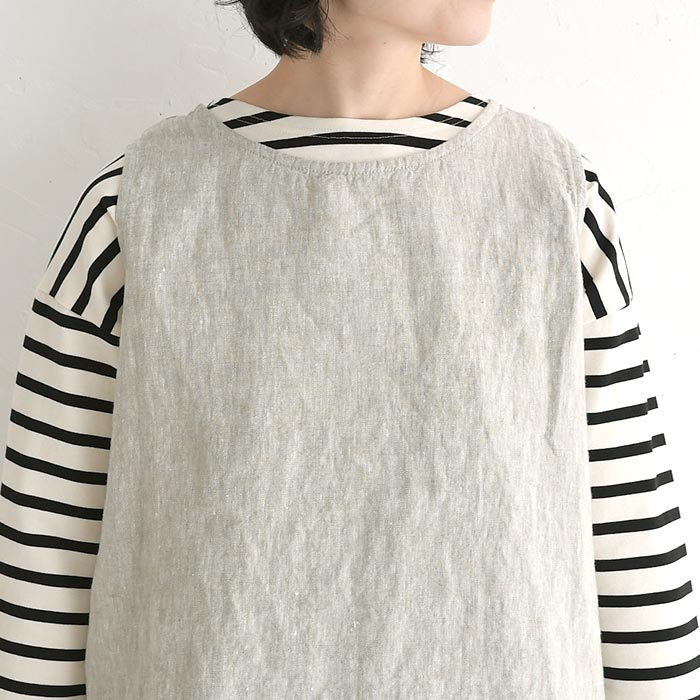 メール便可 ベスト レディース ジレ 9番手リネン 08Mab 後重ね ゆったり 重ね着 麻100％ 25SS0404, | 08Mab | 15