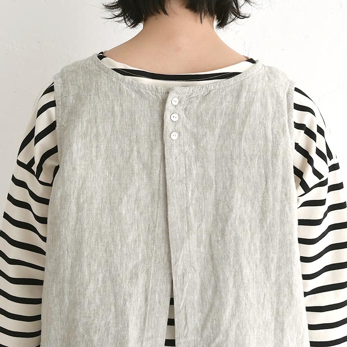 メール便可 ベスト レディース ジレ 9番手リネン 08Mab 後重ね ゆったり 重ね着 麻100％ 25SS0404, | 08Mab | 16