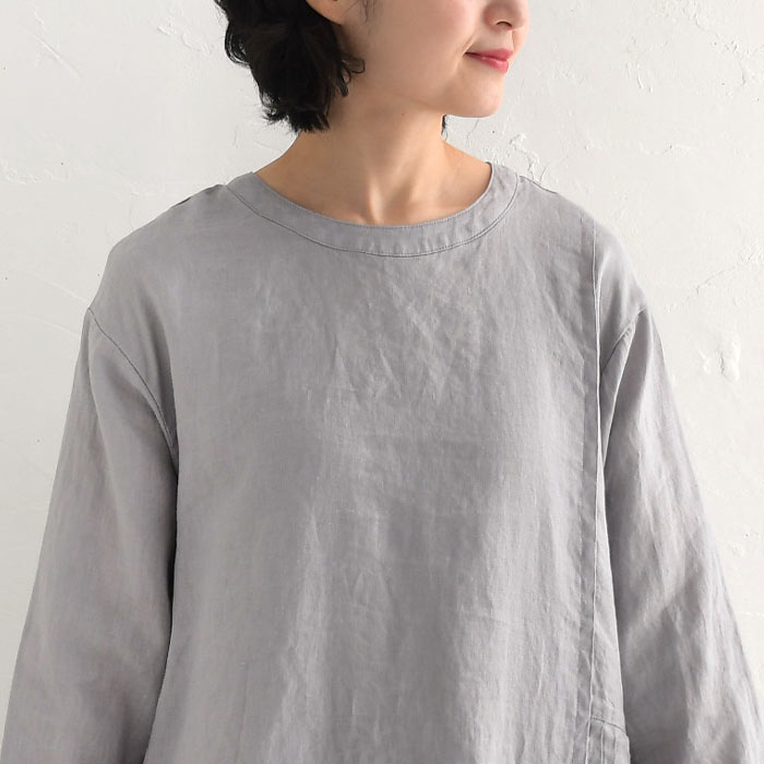 タイムセール20％OFF ワンピース 長袖 レディース ロング 14番手リネン 前後着 サイドピンタック切替 08Mab 麻100％ 25SS0328, | 08Mab | 17